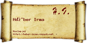Héber Irma névjegykártya